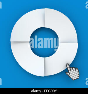 Four steps circle infographic chart with hand cursor, 3d render Stock Photo