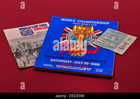 World Cup Final 1966, England v West Germany, program, ticket and pamphlet. Stock Photo