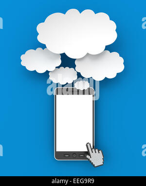 Smartphone and thought bubbles with copyspace, 3d render Stock Photo