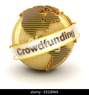 Crowdfunding symbol with globe formed by dollar signs, 3d render Stock Photo