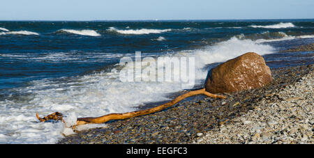Sea waves lapping on the shore. Baltic Sea. Stock Photo