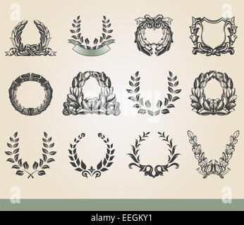Laurel wreath Collection set isolated on white background. Illustration ...