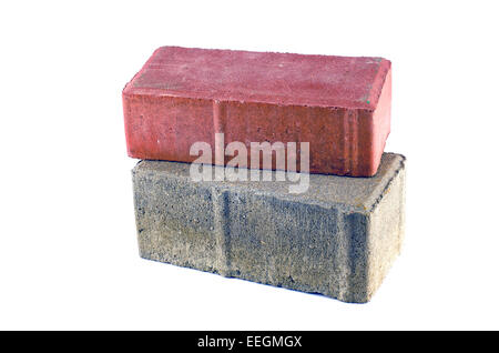 two gray and red decorative brick isolated on white background Stock Photo