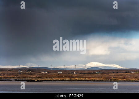 Ardara, County Donegal, Ireland. 18th Jan, 2015. Stormclouds move in from Atlantic Ocean bringing more snow and sleet to the west coast. Photo by:Richard Wayman Credit:  Richard Wayman/Alamy Live News Stock Photo