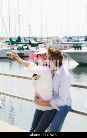 Couple taking a selfie, Toronto waterfront Stock Photo