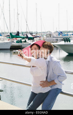 Couple taking a selfie, Toronto waterfront Stock Photo