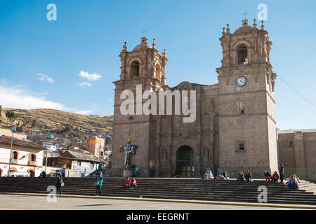 Puno Cathedral in Plaza de Armas, Puno, Peru Stock Photo