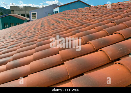 Looking across a red Spanish tiled roof, Tucson, Arizona Stock Photo