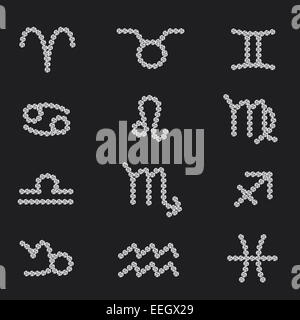 Set of Symbol Zodiac Sign Diamond. Vector Illustration. Stock Photo