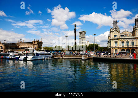 barcelona port vell the old port waterfront including old customs house catalonia spain Stock Photo