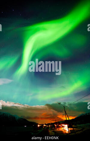 aurora borealis northern lights in arctic Norway Stock Photo