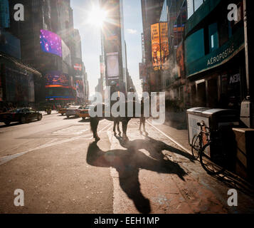 NYPD Mounted officers in Times Square, New York City, USA Stock Photo ...