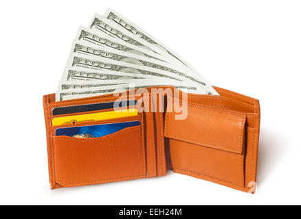 Dollars in the wallet isolated on white background Stock Photo