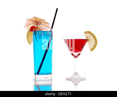 Two cocktails on white background Stock Photo