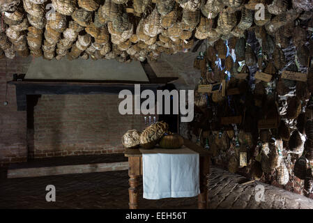 Polesine Parmense, the cellars for the aging of salted pork in the Antica Corte Pallavicina Relais Stock Photo