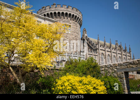 Sunny day in the gardens below Dublin Castle, Dublin, Eire, Republic of Ireland Stock Photo