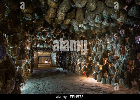 Polesine Parmense, the cellars for the aging of salted pork in the Antica Corte Pallavicina Relais Stock Photo