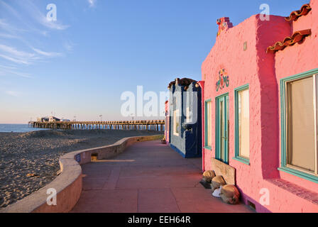 view of historic motel along the shoreline in Capitola near Santa Cruz Stock Photo