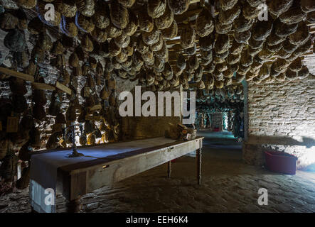 Polesine Parmense, the cellars for the aging of salted pork in the Antica Corte Pallavicina Relais Stock Photo