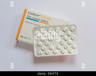 Cardicor film-coated Tablets Prescription Pack, England, UK Stock Photo ...