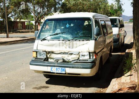 Van having hit a kangaroo, Hawker, Flinders Range, South Australia Stock Photo