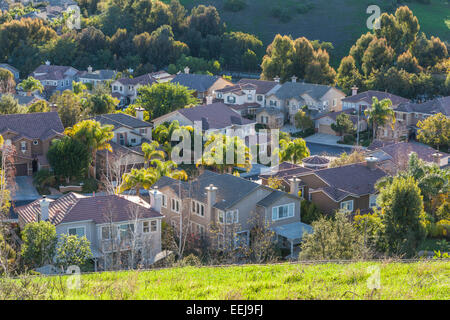 Southern California suburban homes in dawn light. Stock Photo