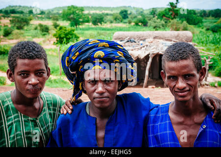 Portrait of Fulani shepherds, Mali. Stock Photo