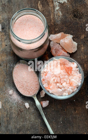 Himalayan pink crystal salt high resolution image Stock Photo