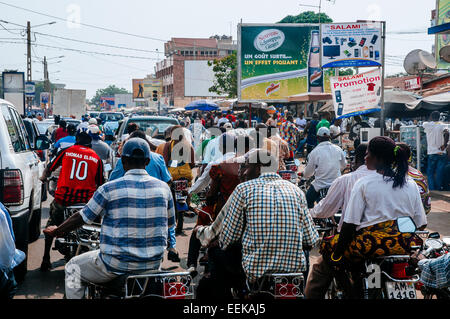 Road full of motorbikes, Lome, Togo. Stock Photo