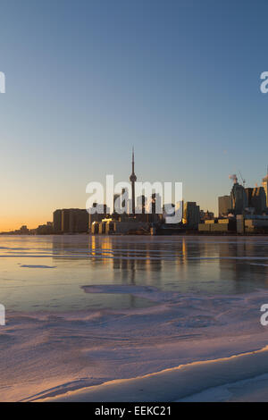 Toronto Skyline at Sunset in the Winter with copyspace Stock Photo