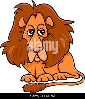 Cartoon Illustration of Funny Lion Wild Cat Animal Stock Photo