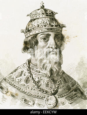 Ivan IV Vasilyevich (1530-1584), known as Ivan the Terrible. Grand Prince of Moscow (1533-1547) and Tsar of All the Russias (1547-1584). Portrait. Engraving. Stock Photo