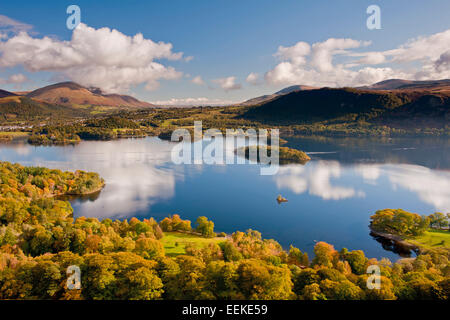 A view from Catbells over Derwentwater. Stock Photo