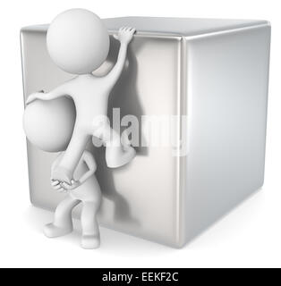 The dude 3D character x2 climbing abstract sky wall Stock Photo - Alamy