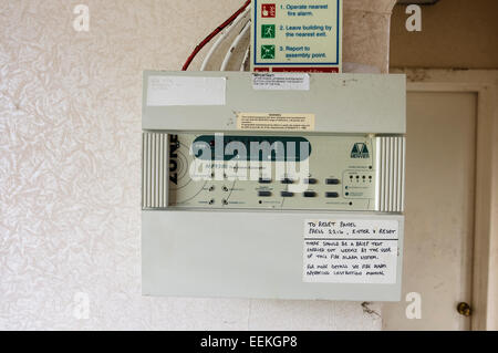Old fire alarm control panel Stock Photo