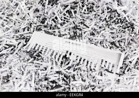 Half shredded 'Top Secret' classified UK government correspondence. Stock Photo