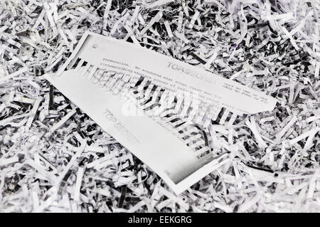 Half shredded 'Top Secret' classified government correspondence. Stock Photo