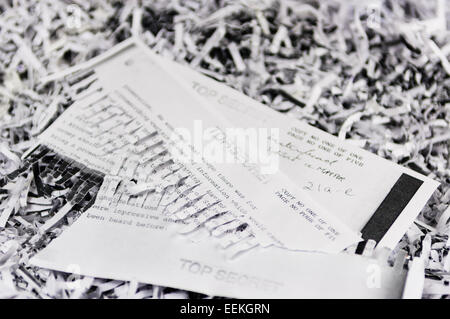 Half shredded 'Top Secret' classified government correspondence. Stock Photo