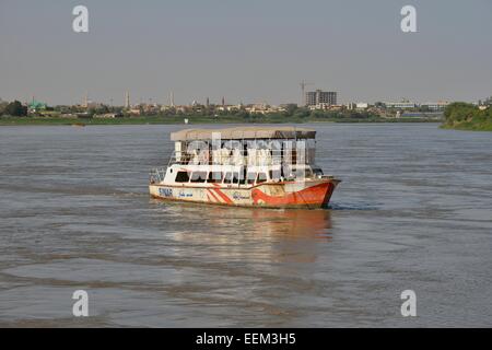 Sightseeing boat on the Nile, Kharthoum, Sudan Stock Photo