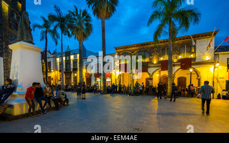 Plaza de España, the National University at the back, Santa Cruz de La Palma, Canary Islands, Spain Stock Photo