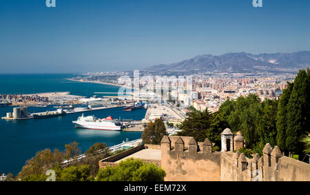 Cityscape and coastline, Malaga, Andalusia, Spain Stock Photo