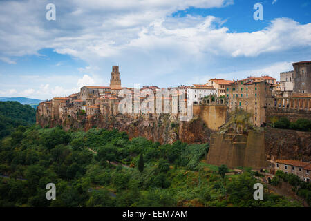 Italy, Tuscany, Pitigliano, View of old town on hill Stock Photo