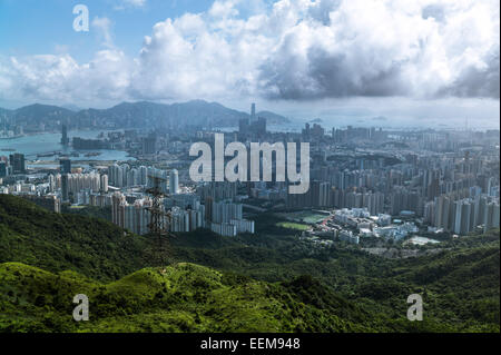 Aerial cityscape, Hong Kong, Hong Kong Island, China Stock Photo