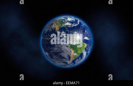 Glowing Earth floating in space Stock Photo