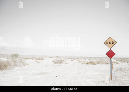 End road sign on remote dirt road Stock Photo