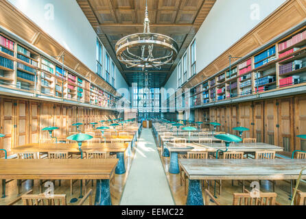 Desks and chairs in University Library of Slovenia, Ljubljana, Central Slovenia, Slovenia Stock Photo