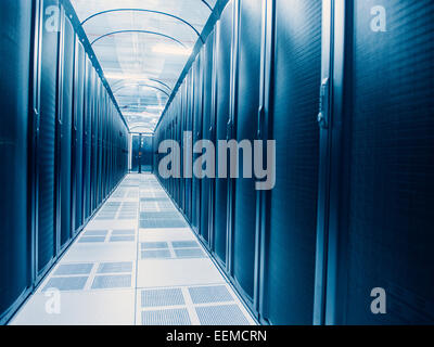 Cabinets in empty server room Stock Photo