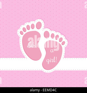 Baby shower greeting card invitation design for baby girls Stock Photo