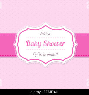 Baby shower invitation greeting card design in pink Stock Photo