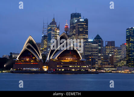 Sydney Opera House and CBD skyline at night from Kirribilli Sydney New South Wales Austral Stock Photo